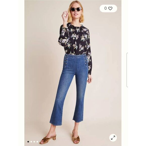 Mother The Sailor Tripper High Rise Cropped Flare Jeans Size 27 - Picture 1 of 8